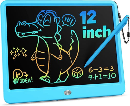 12 Inch LCD Writing Tablet with Anti-Lost Stylus, Erasable Doodle Board Colorful Toddler Drawing Pad